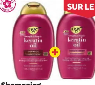 Shampoing Ogx 385ml + après shampoing 385ml