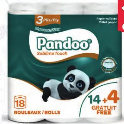 18 rouleaux de papier toilette 3 plis Pandoo
