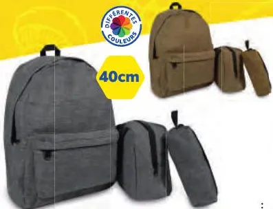 Set sac à dos + sac à goûter + trousse