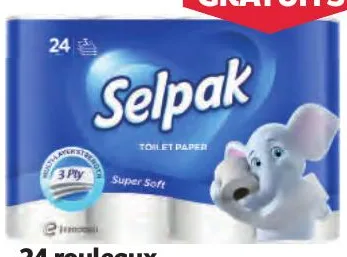 24 rouleaux de papier toilette Selpak