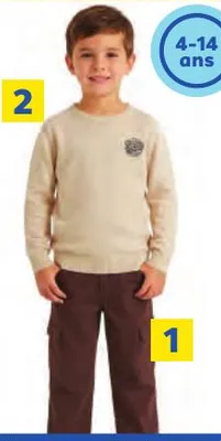 1 Pantalon en twill / 2 Pull