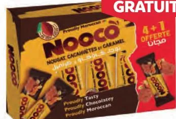 5 barres nougat caramel et cacahuètes Nooco 48g