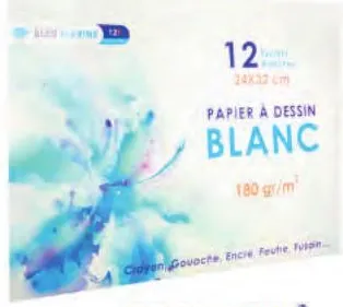 12 feuilles de papier à dessin 24x32cm 180g