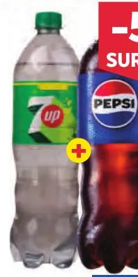2 boissons gazeuses 1,5l (Pepsi + 7up)