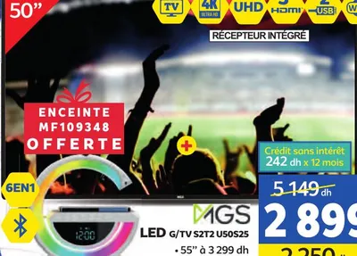 LED G/TV S2T2 U50S25 + Enceinte MF109348