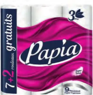 9 rouleaux de papier toilette 3 plis Papia