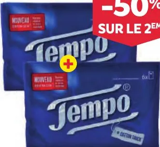 2 paquets de 6 étuis de mouchoirs de poche Tempo