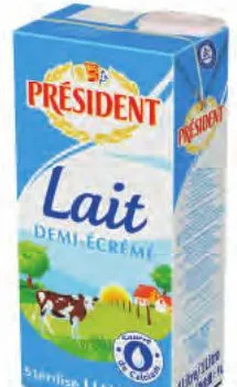 Lait UHT demi-écrémé Président 1L