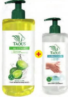 2 savons liquides Taous 470ml + 250ml