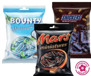 Chocolats miniatures Mars/Twix/Snicker/Bounty 150g