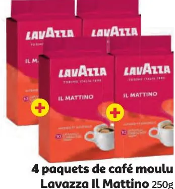 4 paquets de café moulu Lavazza Il Mattino 250g