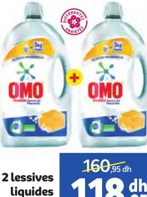 2 lessives liquides Omo 2,5L
