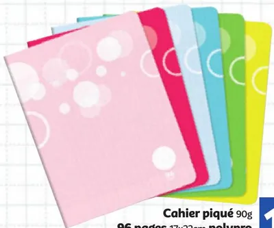 Cahier piqué 90g 96 pages 17x22cm polypro