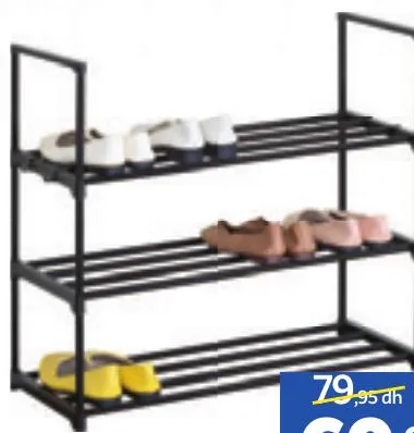 Étagère à chaussures en acier 3 niveaux