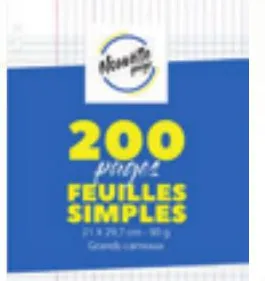 Feuilles mobiles blanches A4 90g 200 pages