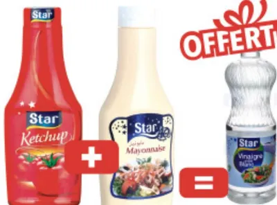 LOT Sauces Star Mayonnaise 300g + Ketchup 360g =Vinaigre blanc 24cl