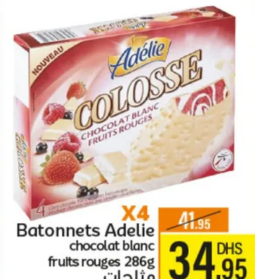 Batonnets Adelie chocolat blanc fruits rouges 286g