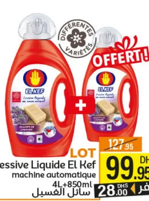 LOT Lessive Liquide El Kef machine automatique 4L+850ml