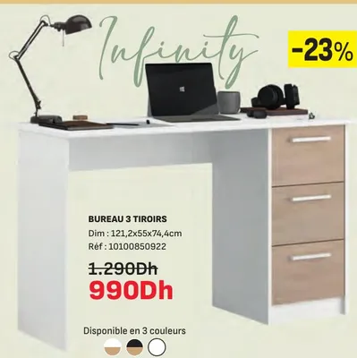 BUREAU 3 TIROIRS