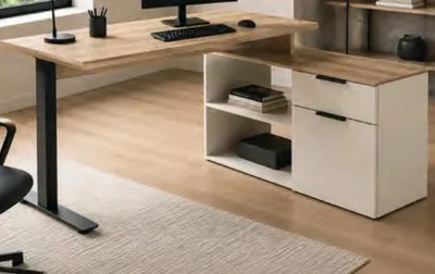 PRONTO BUREAU AVEC CREDENCE 2 TIROIRS