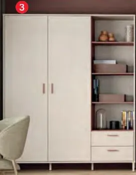 MILLES 3. ARMOIRE 2 PORTES + 2 TIROIRS + 4 NICHES