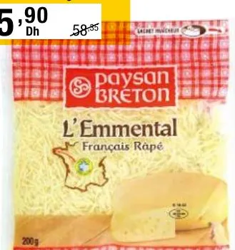 Fromage Emmental râpé Paysan Breton 200g