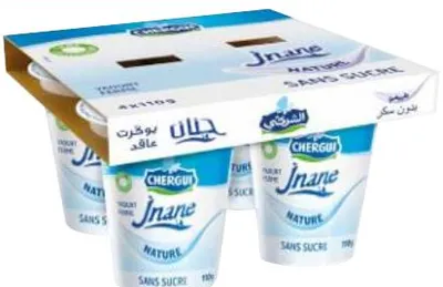 Pack de 4 yaourts fermes nature sucré / sans sucre Chergui Jnane 110g x 4