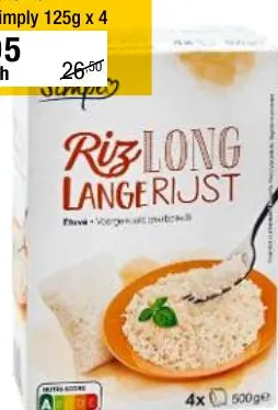 Riz long étuvé Carrefour Simply 125g x 4