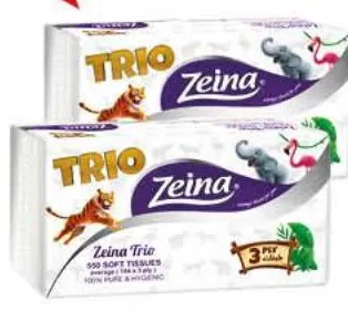 Lot de 2 boites de mouchoirs Zeina Trio 550 feuilles x 2