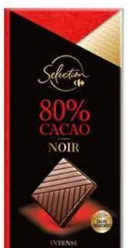 Tablette de chocolat noir 80% Carrefour 80g