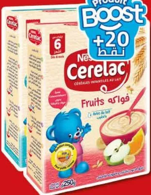 Lot de céréales au lait fruits 250g + céréales de blé 250g Nestlé Cerelac