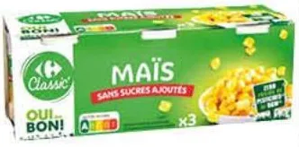 Maïs sans sucres ajoutés