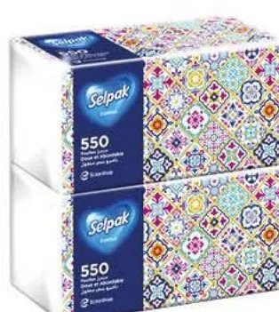 Lot de 2 boites de mouchoirs Selpak 550 feuilles x 2