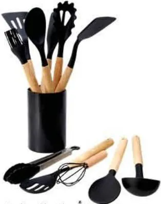 Set ustensiles de cuisine en silicone avec support 12 pièces