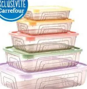 Set de boîtes alimentaires en plastique rectangulaires 5 pièces