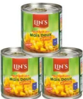 Lot de 3 boîtes de maïs doux en grains Lin's 1/4 x 3