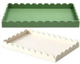 Plateau rectangulaire en bambou Blanc nuage 25x18cm - صينية