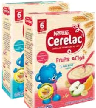 Lot de 2 céréales au lait de blé 250g + fruits 250g Nestlé Cerelac